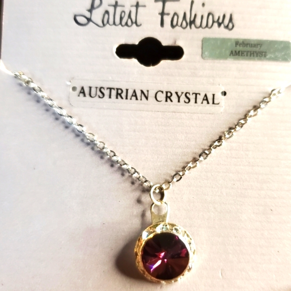💖 Icing earrings 3" long with Austrian Crystal Amethyst 18" necklace/Silvertone